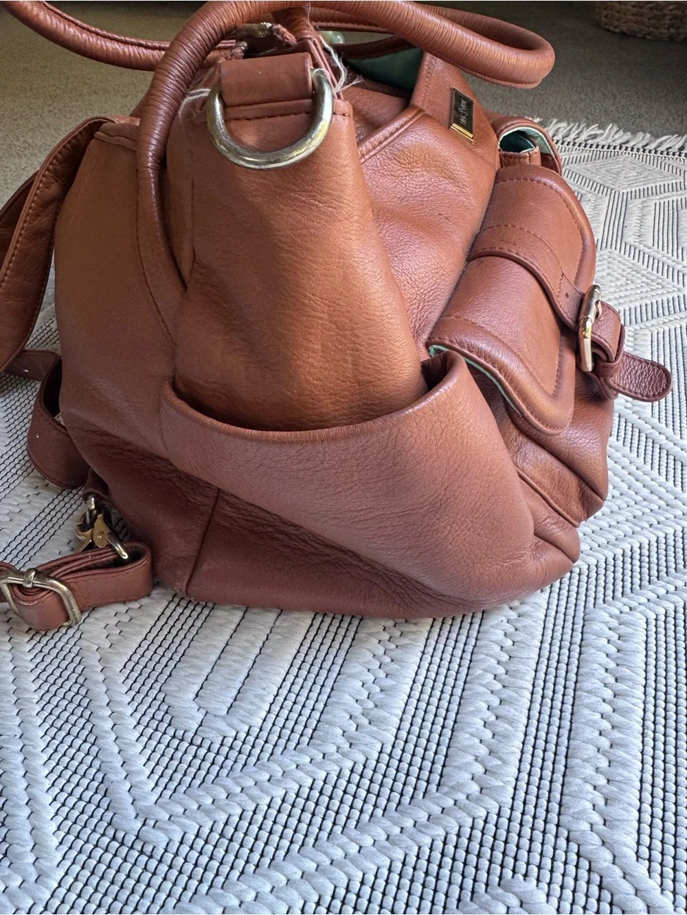 EUC Lily Jade brown leather diaper bag